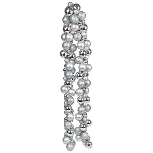 Ghirlanda Natalizia 180cm 142 Palline e Luci Led per Decorazioni Natalizie Argento