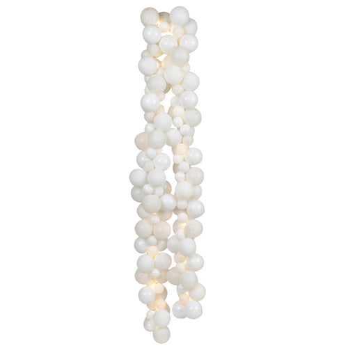 Ghirlanda Natalizia 180cm 142 Palline e Luci Led per Decorazioni Natalizie Bianco