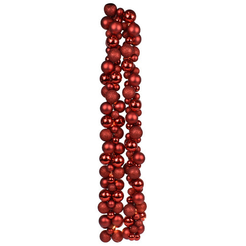 Ghirlanda Natalizia 180cm 142 Palline e Luci Led per Decorazioni Natalizie Rosso