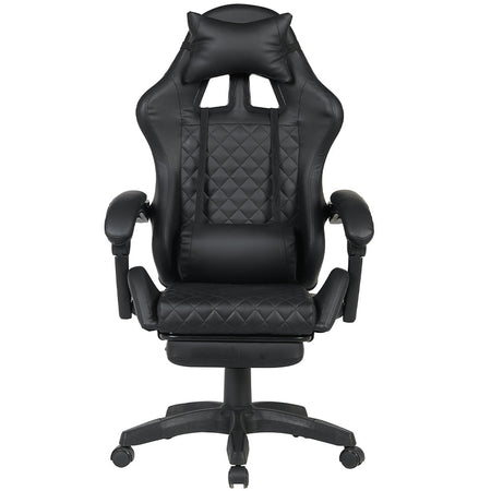Sedia Gaming da Scrivania Nero con Poggiapiedi Seduta Ergonomica e Regolabile