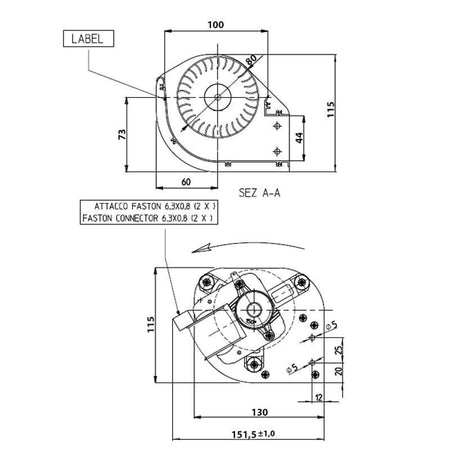 Ventola tangenziale doppia velocità FERGAS 149504 stufe a pellet 14706054