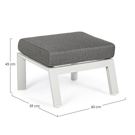 Poggia piedi con cuscino "Kledi" Pouf in alluminio da giardino e veranda