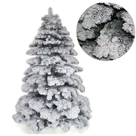 Albero Di Natale 120cm Abete Snow Con Effetto Innevato Bianco Base A Croce