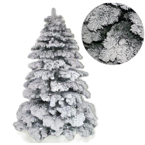Albero Di Natale 120cm Abete Snow Con Effetto Innevato Bianco Base A Croce