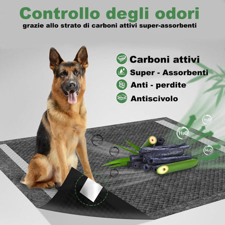 120 x Traversine per Cani tappetini igienici con adesivi Carboni attivi 60x60 cm