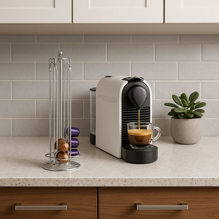 Porta Capsule in Acciaio Girevole 36 Posti Contenitore Capsule Nespresso H39cm