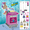 Set Carrello Pulizia Bambini Trolley Rosa Accessori Gioco Educativo Idea Regalo