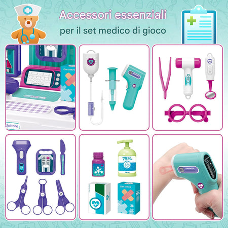 Set da Gioco Dottore con Carrello Medico e Accessori per Bambini Idea Regalo
