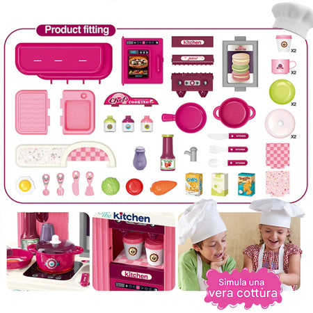 Playset Trolley Cucina Giocattolo per Bambini Accessori Luci e Suoni Idea Regalo