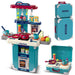 Playset Trolley Cucina per Bambini Blu Accessori Fornelli Pentole Idea Regalo