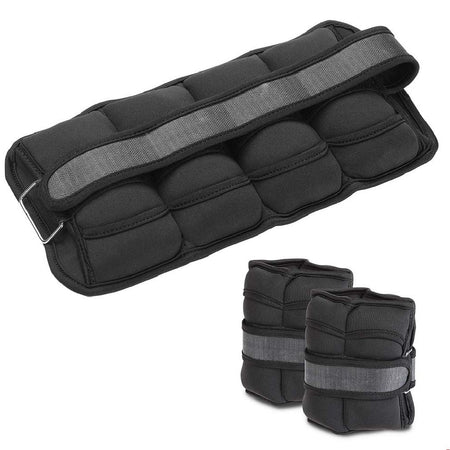 Kit 2 Pesi Allenamento Fitness 2.5KG Regolabili per Polsi e Caviglie Nero