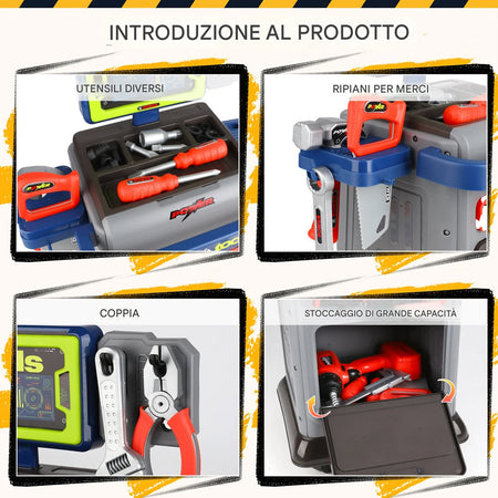 Banco Lavoro per Bambini con Ruote e Accessori Postazione Tuttofare Idea Regalo