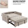 Divano Letto 2 Posti in Velluto Soft con Letto Estraibile e Struttura Rinforzata Beige