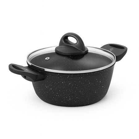 Set Pentole 6pz Pietra con Coperchio Magico Antiodore Casseruole 16 20 24 cm Induzione