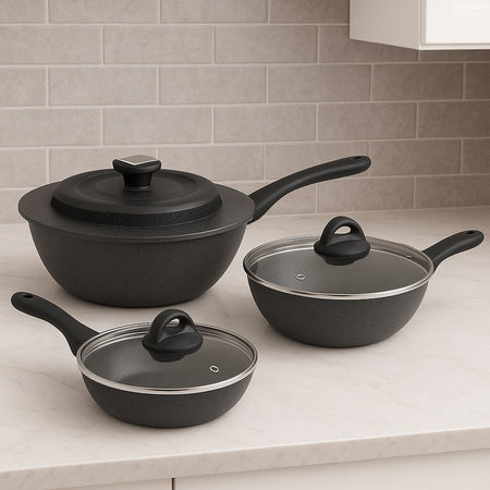 Modern Innovations Coperchi universali (set da 2) per pentole da 17,8 a 30,5 cm, in silicone, coperchio superiore in vetro per padelle, pentole, padelle, ghisa, CrockPot – nero Modern Innovations Coperchi universali (set da 2) per pentole da 17,8 a 30,5 cm, in silicone, coperchio superiore in vetro per padelle, pentole, padelle, ghisa, CrockPot – nero