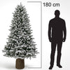 Albero di Natale Royal 180cm Innevato Base Troco Realistica 948 Punte Foltissimo
