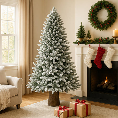 Albero di Natale Royal 210cm Innevato Base Troco Realistica 1324 Punte Foltissimo