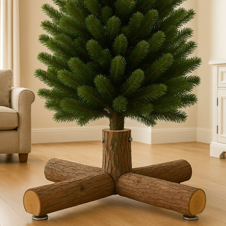 Base Supporto in Legno 60x60x30cm per Alberi 180-240cm Tronchi Attacco Universale