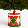 Base Albero di Natale Tamburo 32x31cm Decoro Attacco Universale Rosso e Verde
