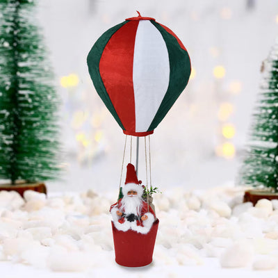 Mongolfiera di Babbo Natale Bianco Verde e Rosso Decorazione Natalizia 40x92cm