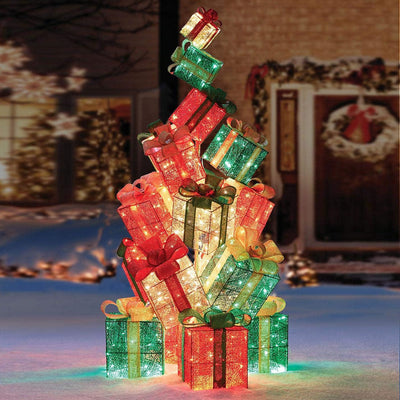 Albero di Natale Luminoso con Pacchi Regalo Decorazione Natalizia 192cm 544 Led