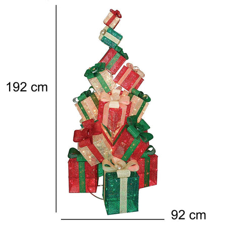 Albero di Natale Luminoso con Pacchi Regalo Decorazione Natalizia 192cm 544 Led