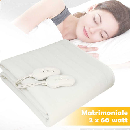 Coperta Termica Doppio Telecomando Matrimoniale Anallergica Scaldaletto 120watt Lavabile