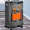 Stufa a Gas Gpl Pieghevole Slim 15 kg in Metallo Nero 3 Potenze con 4 Ruote
