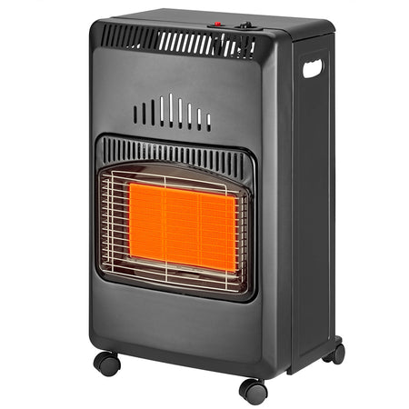 Stufa a Gas Gpl Pieghevole Slim 15 kg in Metallo Nero 3 Potenze con 4 Ruote