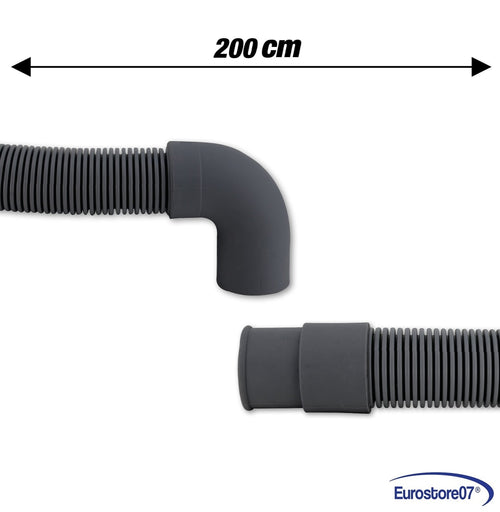TUBO DI SCARICO ACQUA cm 200 PER LAVATRICE CON CURVA UNIVERSALE INNESTO 19 MM