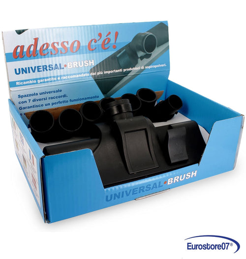 SPAZZOLA ASPIRAPOLVERE PER PAVIMENTI CON RUOTE UNIVERSALE SETOLE + 7 RACCORDI