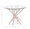 Tavolo C-V Sahel, con gambe in rami di teak, piano in vetro temperato, stile moderno