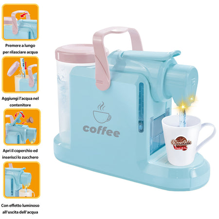 Macchina per Caffè Giocattolo Blu Elettrodomestico Coffee Maker Idea Regalo