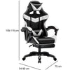 Sedia Gaming da Scrivania con Poggiapiedi e Cuscino Lombare e Cervicale Bianco