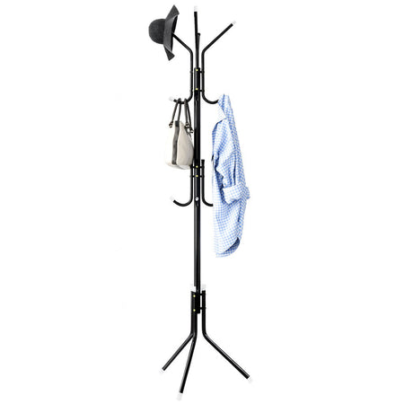 Attaccapanni da Terra Salvaspazio 12 Ganci Stand Appendiabiti a Piantana Nero Bianco