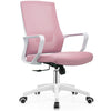 Poltrona Sedia Ufficio Bianco e Rosa Regolazione Altezza 5Ruote Studio Cameretta