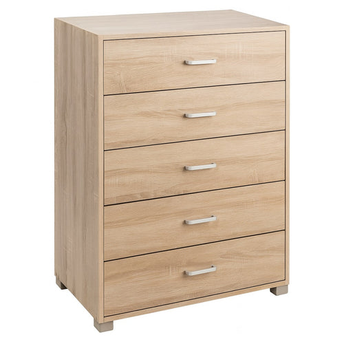 Cassettiera 5 Cassetti Multiuso Settimino Moderno Salvaspazio in Legno Mdf 68x40H100cm