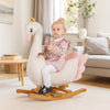 Cigno Cavallo a Dondolo per Bambini Rivestimento in Peluche Cinture di Sicurezza