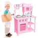 Cucina in legno Giocattolo Bambini con Pentole e Accessori Gioco Rosa 60x30x90cm