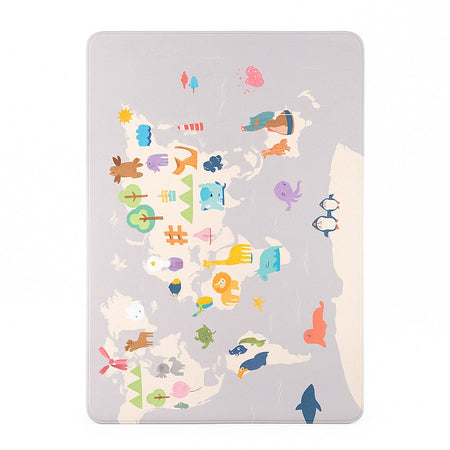 Tappeto Cameretta Bambini 80x140 Grigio Morbido Mondo Animali in Polyestere e Spugna