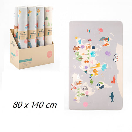 Tappeto Cameretta Bambini 80x140 Grigio Morbido Mondo Animali in Polyestere e Spugna