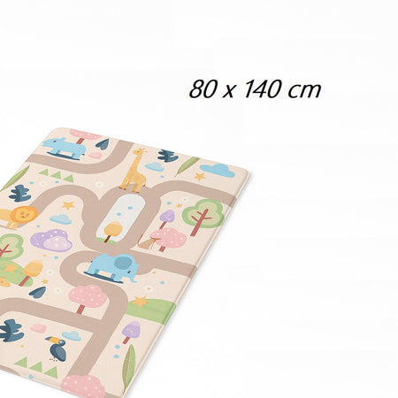 Tappeto Cameretta Bambini 80x140 Beige Morbido Mondo Animali in Polyestere e Spugna