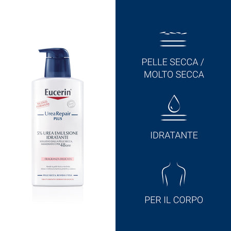 Eucerin UreaRepair Plus 5% urea emulsione idratante per pelle secca, tesa e ruvida fragranza delicata 400ml