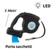 Guinzaglio Retrattile 3in1 con Luce Led e Porta Sacchetti Igienici 5Metri Nero o Grigio