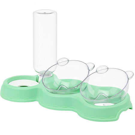 Mangiatoia Cani Gatti 3 Posti in ABS Colorato con Ciotole cibo e Dispenser Acqua 500ml vari colori