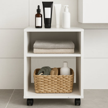 Mobile Ufficio Porta Stampante con Ruote Mobiletto Multiuso Bianco 40x35x60cm