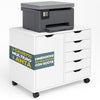 Schedario da Ufficio Porta Stampante Mobile Cassettiera 5 Cassetti 1 Anta Bianco
