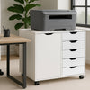 Schedario da Ufficio Porta Stampante Mobile Cassettiera 5 Cassetti 1 Anta Bianco