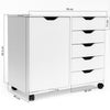 Schedario da Ufficio Porta Stampante Mobile Cassettiera 5 Cassetti 1 Anta Bianco