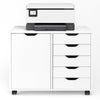 Schedario da Ufficio Porta Stampante Mobile Cassettiera 5 Cassetti 1 Anta Bianco
